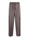 Herno Pleated Trousers With Drawstring In Brown