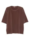 Herno Pleated Round-neck T-shirt In Brown