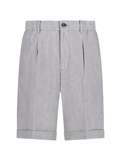 Herno Pleated Turn-up Shorts In Gray