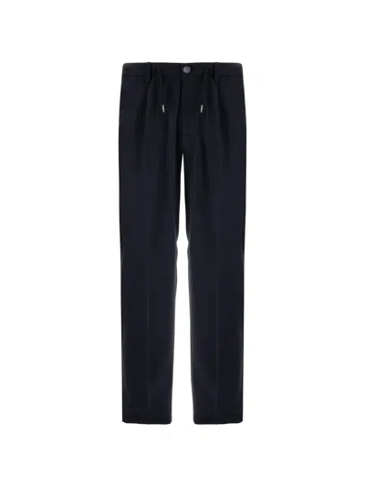Herno Pleated Water-repellent Trousers In Blue