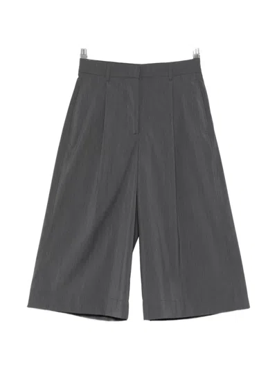 Herno Pleated Wide-leg Shorts In Gray