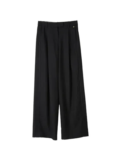 Herno Pleated Wide-leg Trousers In Black