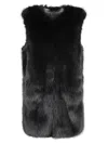 Herno Black Sleeveless Vest With Concealed Closure On The Front In Ecofur Woman In Black