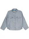 Herno Logo-engraved Buttons Herringbone Jacket In Blue