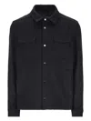 Herno Snap Front Chest Flap Pocket Brushed Wool Cashmere Blend Lined Shirt Jacket In Black