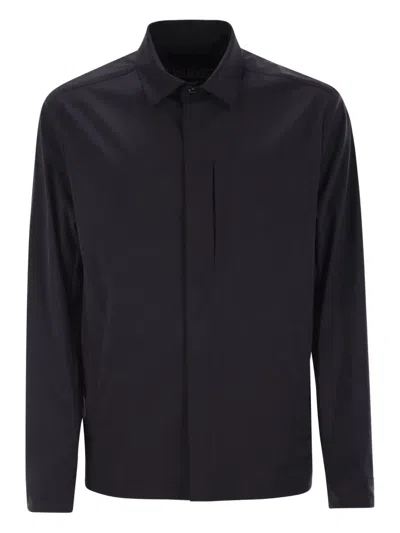 Herno Collared Jacket Long Sleeves Chest Pocket In Blue