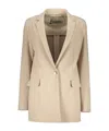 Herno Classic Beige Blazer With Pockets And Lapel In Neutral