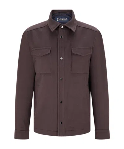 Herno Pocket-detail Overshirt In Burgundy