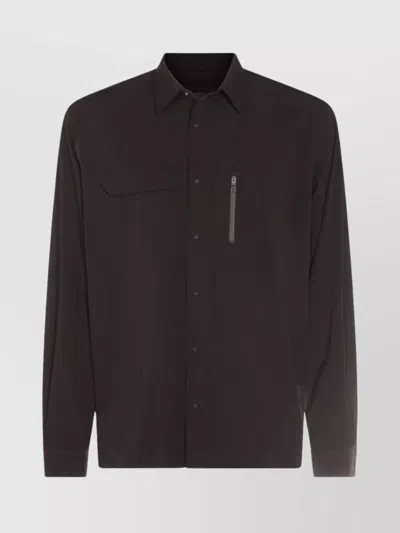 Herno Pocketed Cuffed Long Zip Jacket In Brown