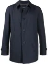 Herno Point-collar Button-through Coat In Blue