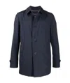 Herno Point-collar Button-through Coat In Blue
