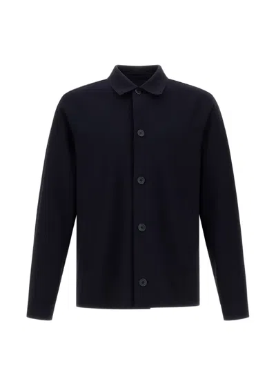 Herno Point-collar Buttoned Cardigan In Blue
