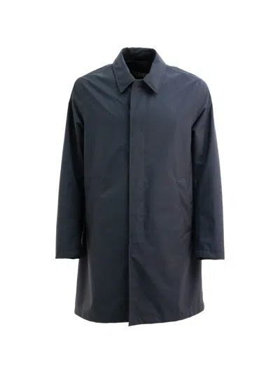 Herno Point-collar Coat In Blue