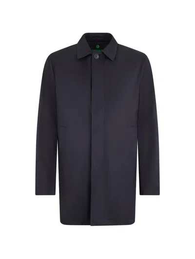 Herno Point-collar Single-breasted Coat In Blue