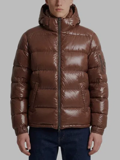 Herno Polar Tech Hooded Down Jacket In Brown
