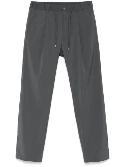 Herno Polished Blend Tailored Trousers In Grey
