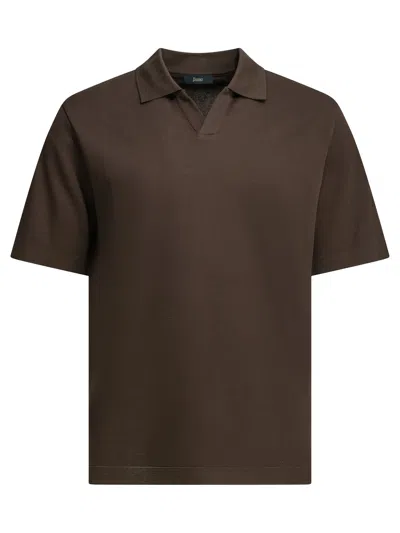 Herno Brown Cotton Polo Shirt