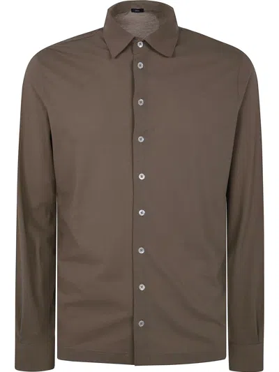 Herno Polo Camicia M.l. Jrs Voile Crepe In Brown