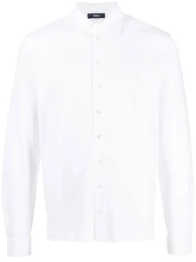 Herno Polo Camicia M.l. Jrs Voile Crepe. In White