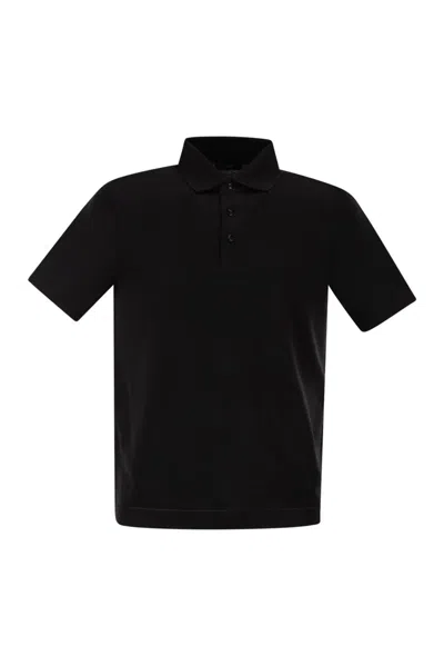 Herno Polo Manica Corta Con Bordi Continu In Black
