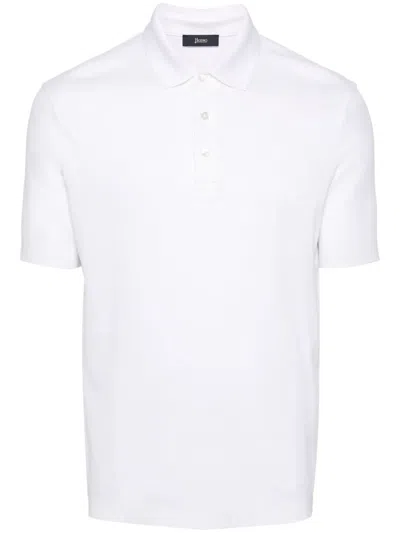 Herno Polo Manica Corta Con Bordi Continu In White