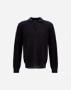 Herno Polo Shirt In Cob Stitch Alpaca Wool In Blue