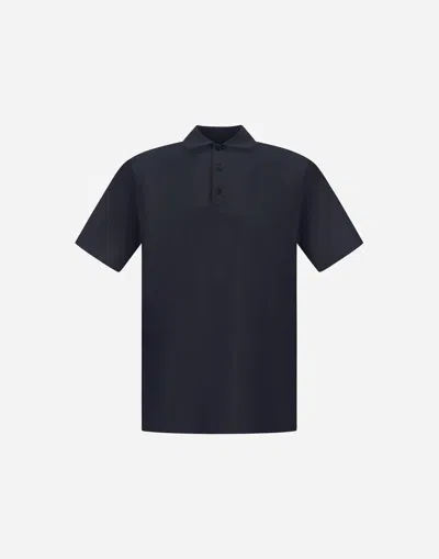 Herno Button Detailed Short-sleeved Polo Shirt In Blue