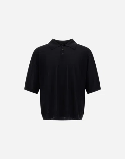 Herno Polo Shirt In Wool Silk In Black