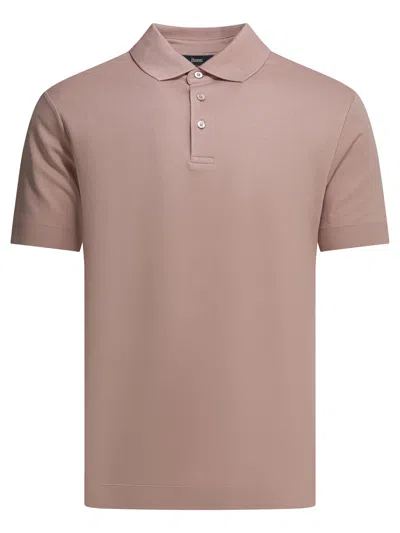 Herno Polo Shirt Buttons Short Sleeves Ribbed Cuffs In Neutral