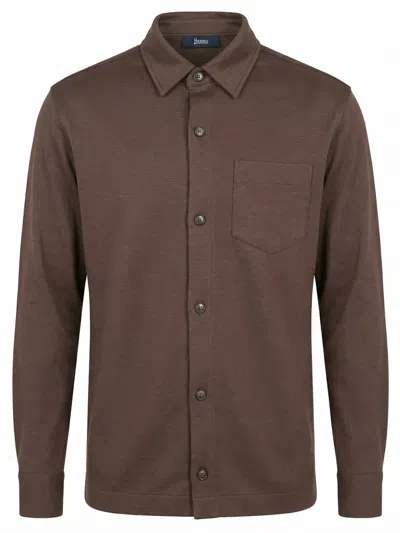 Herno Polo Shirt With Pocket In Brown