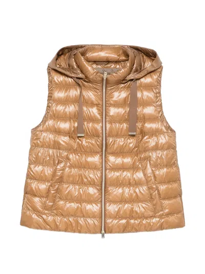 Herno Polyamide Cotton Down Vest In Brown