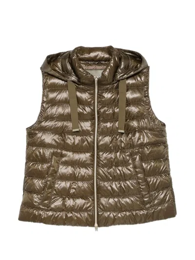 Herno Polyamide Cotton Down Vest In Green