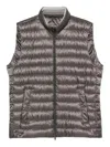 Herno Quilted High Neck Sleeveless Vest With Side Pockets In Gray