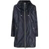 Herno Navy Blue Parka With Iridescent Effect And Slouchy Drawstring Hood