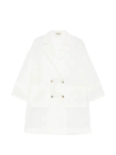 Herno Polyester Double-breasted Mesh Coat In White