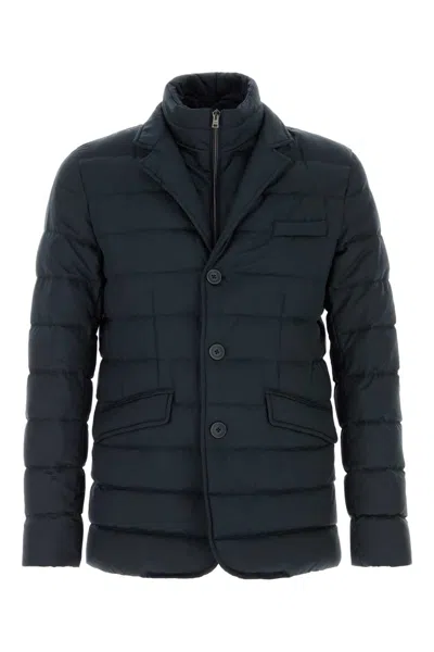 Herno Polyester Down Jacket With Feather-down Padding For Men In Blue