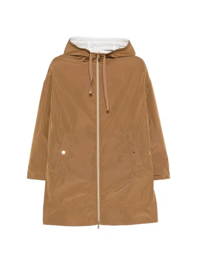 Herno Polyester Drawstring Hooded Parka In Brown