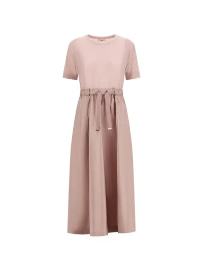 Herno Polyester Drawstring-waist Midi Dress In Pink