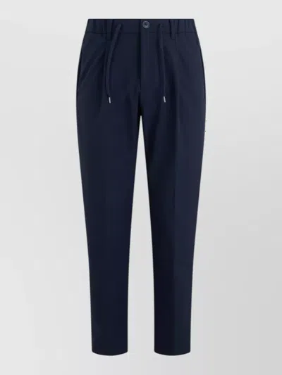 Herno Technical Stretch Seersucker Trousers With Adjustable Waistband In Blue