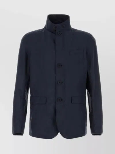 Herno Polyester Jacket With Chest And Flap Pockets In Black