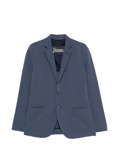 Herno Polyester Notched-lapel Blazer In Blue
