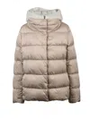 Herno Polyester Plush Hooded Down Jacket In Brown