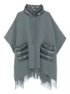 Herno Quilted-pocket Fringed Poncho In Green