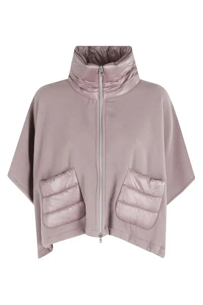 Herno Poncho Corto Con Dettagli In Purple