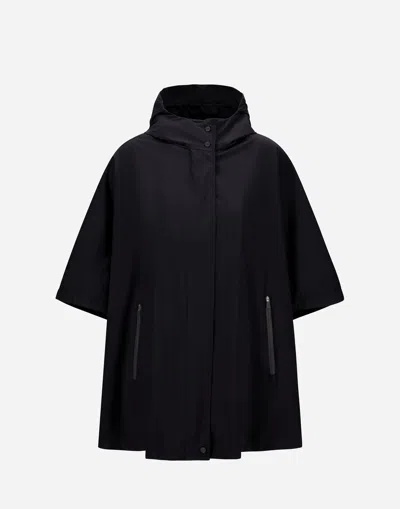Herno Poncho In Gore-tex Infinium Windstopper In Black