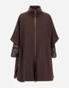 Herno Poncho In Luxury Wool And Nylon Ultralight In Brown