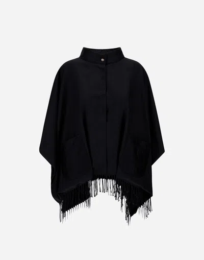 Herno Poncho In Summer Silk And Nylon Ultralight In Black