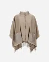 Herno Poncho In Summer Silk And Nylon Ultralight In Chantilly