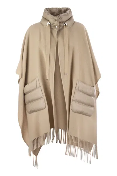 Herno Poncho Resort In Warmy E Nylon Ultralight In Neutral