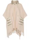 Herno Wool And Nylon Cape In Pink